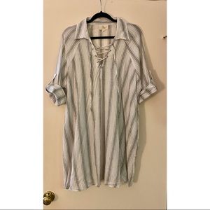 Love White & Sage Green Linen Dress